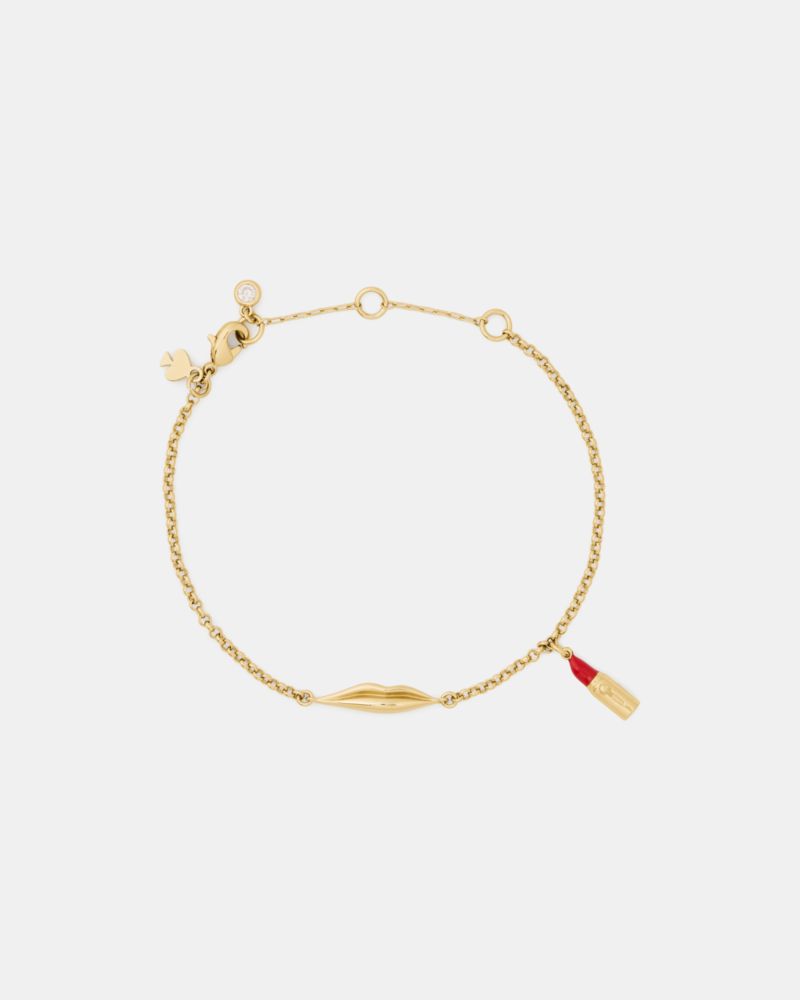 Caviar And Crimson Lipstick Line Bracelet