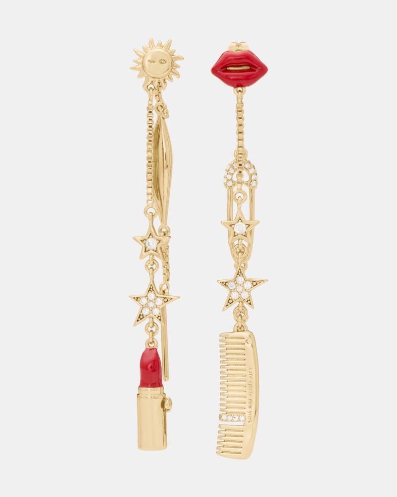 Caviar And Crimson Linear Earrings