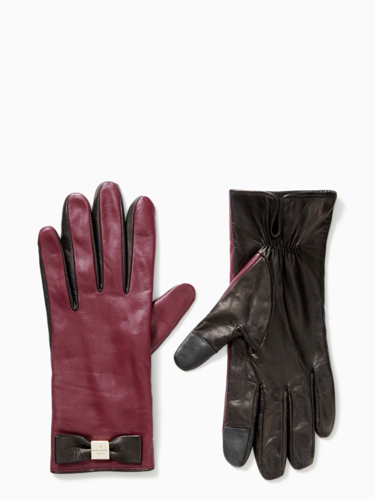 Leather Colorblock Bow Gloves | Kate Spade New York