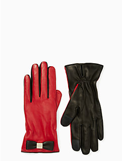 Leather Colorblock Bow Gloves
