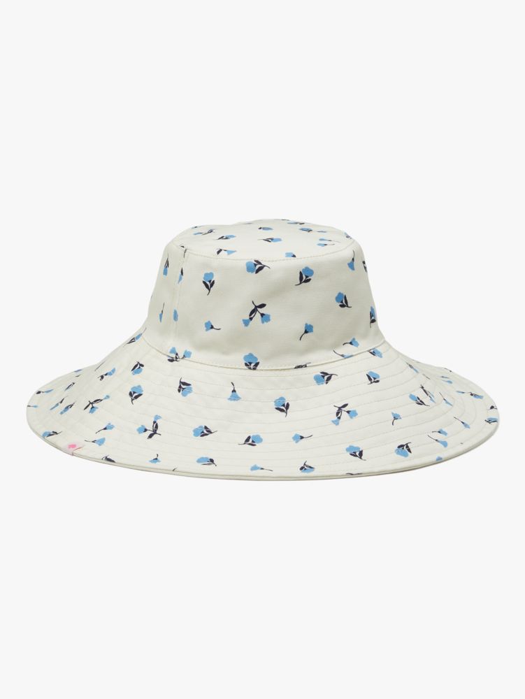 Dainty Bloom Long Brim Reversible Bucket Hat, Cream, Product