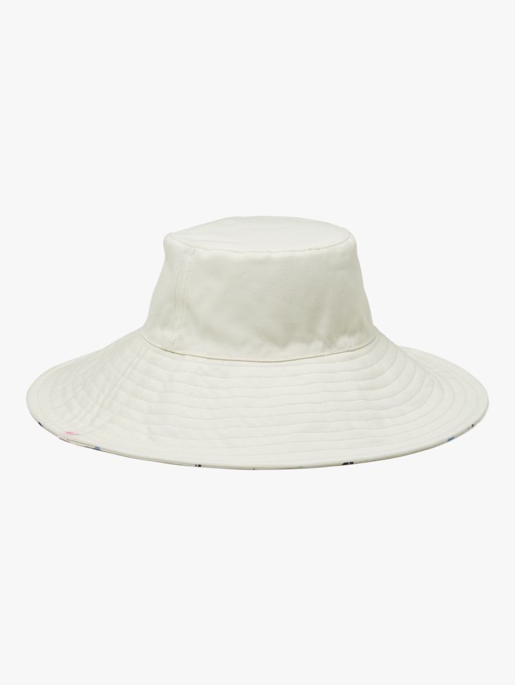 Dainty Bloom Long Brim Reversible Bucket Hat, Cream, Product