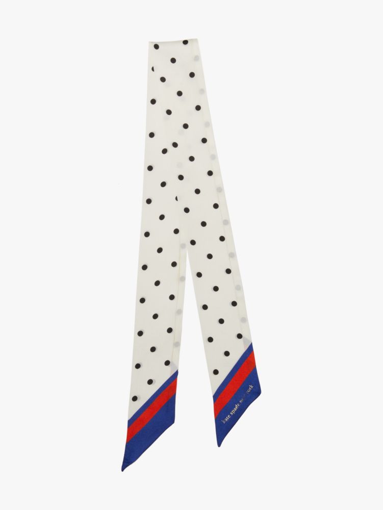 Garden Dot Silk Skinny Scarf, Cream, ProductTile