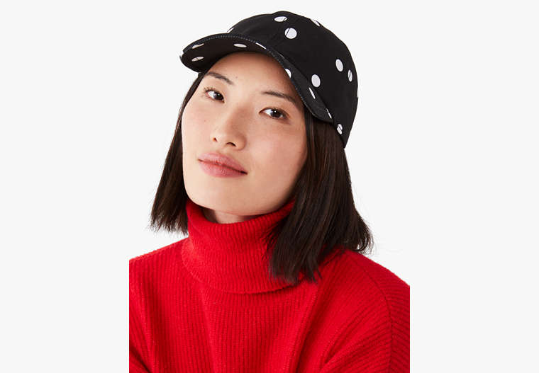 Polka Dot Bow Baseball Hat, Black / Glitter, Product image number 0