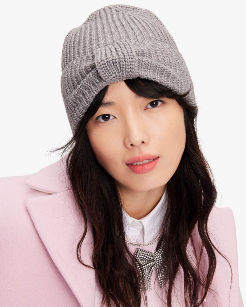 Kate Spade Metallic Bow Beanie In Blue | ModeSens