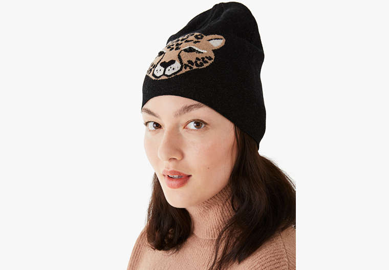Leopard Face Beanie, Black, Product image number 0