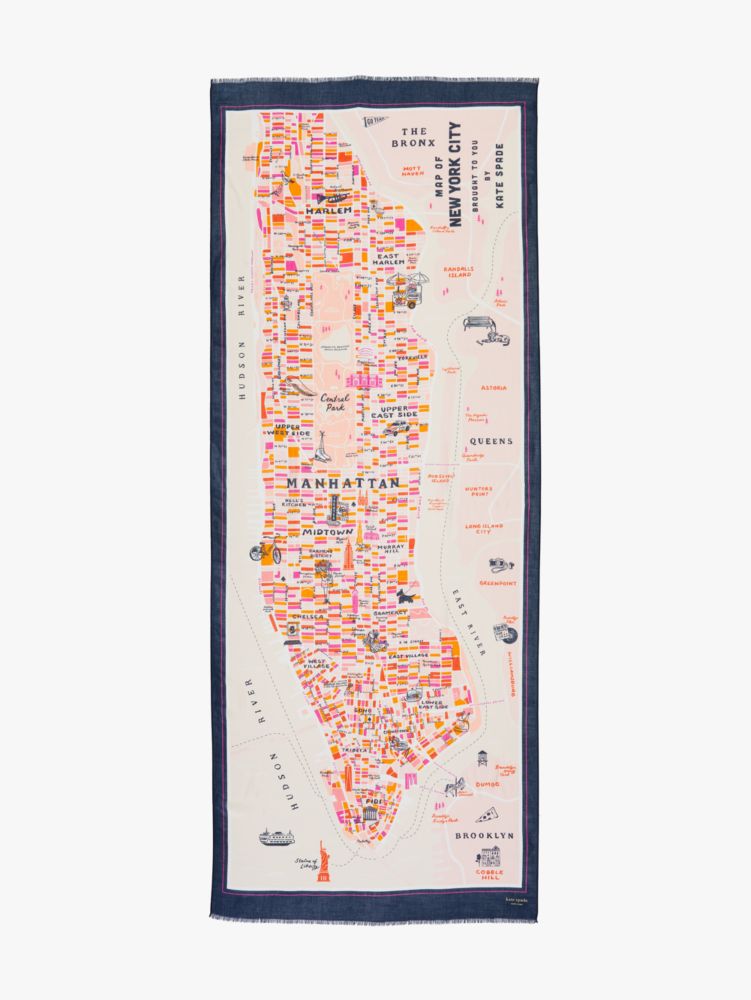 Nyc Map Oblong Scarf, Porcini, Product