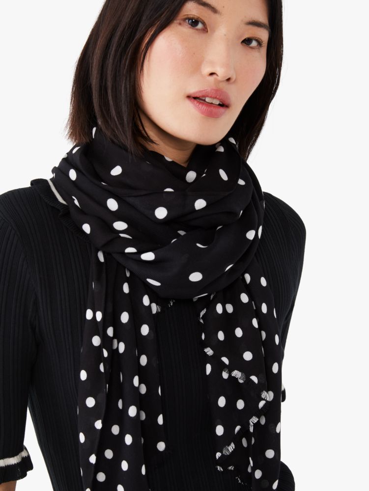Mixed Dot Oblong Scarf, Black, Product