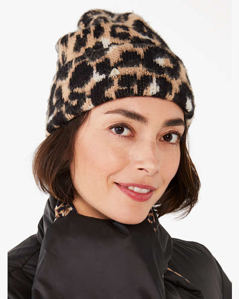 Brushed Leopard Beanie, Maple, ProductTile