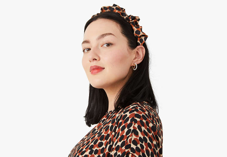 Dotty Leopard Ruched Headband, Silt, Product