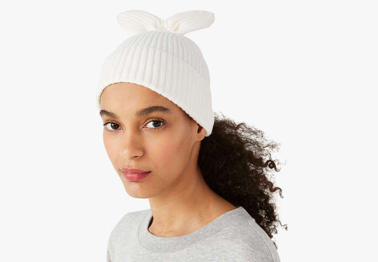 Bunny Bow Beanie, French Cream, Product image number 0