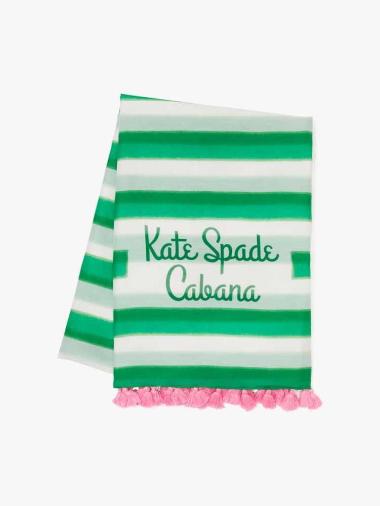 Cabana Stripe Cotton-silk Oblong Scarf, Pesto, Product