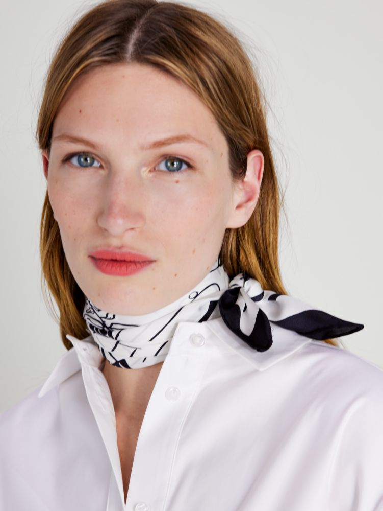 Summer Party Scene Silk Square Scarf, CREAM, Product