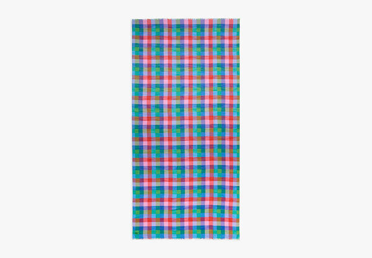 Madras Cotton Oversized Oblong Scarf, BLUE MULTI, Product image number 0