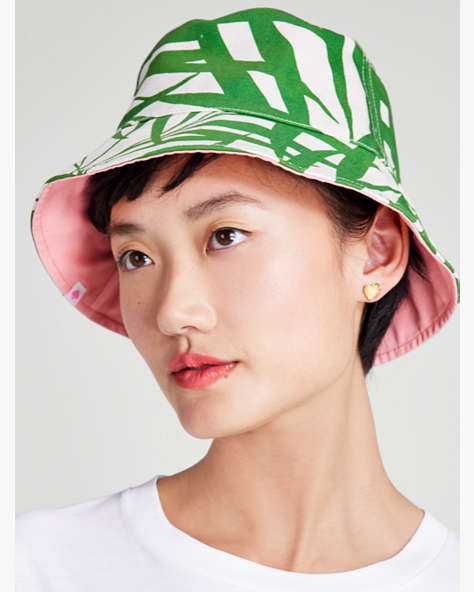 Palm Fronds Reversible Bucket Hat, Grapefruit Soda, ProductTile