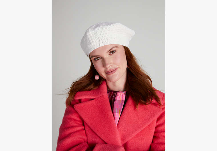Kate Spade,Crochet Beret,French Cream image number 0