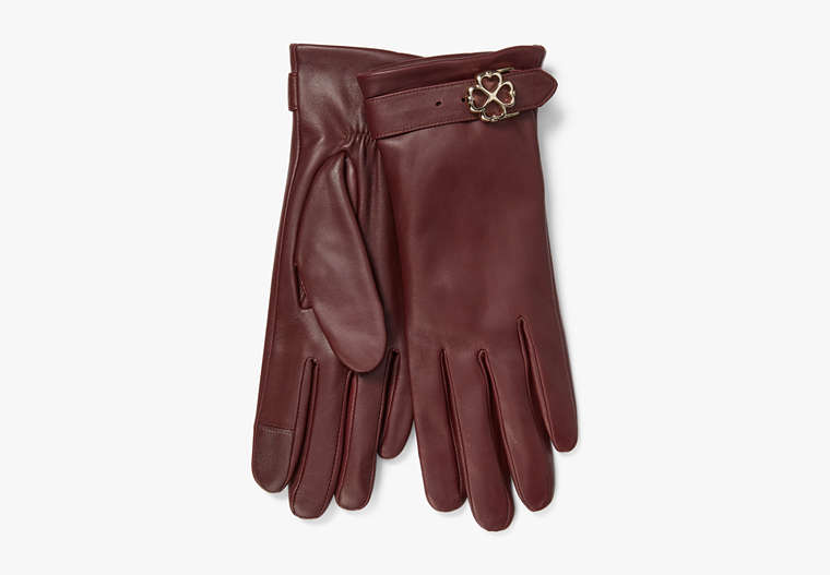 Spade Flower Buckle Tech Gloves, Dark Merlot, Product image number 0