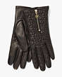 Quilted Spade Flower Zip Tech Gloves, Black, Product