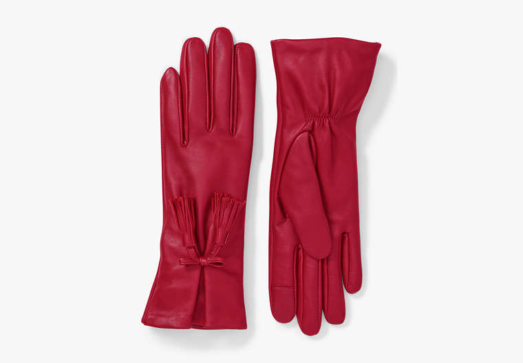 Tassel-Bow Leather Tech Gloves, Wildflower, Product image number 0