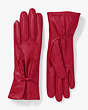 Tassel-Bow Leather Tech Gloves, Wildflower Red, Product