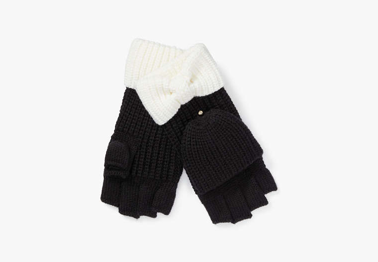 Bow Cuff Pop Top Glove, Black/Cream, Product
