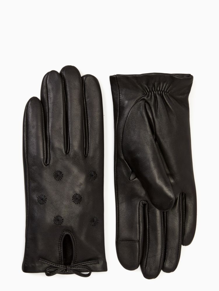 Arriba 65+ imagen kate spade black leather gloves