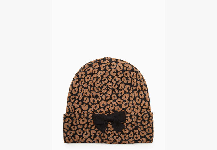 Graphic Leopard Beanie, Natural, Product