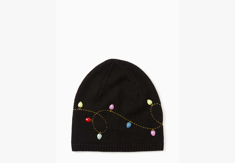 String Light Holiday Beanie, Black, Product