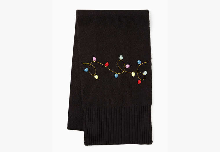 String Light Knit Holiday Scarf, Black, Product