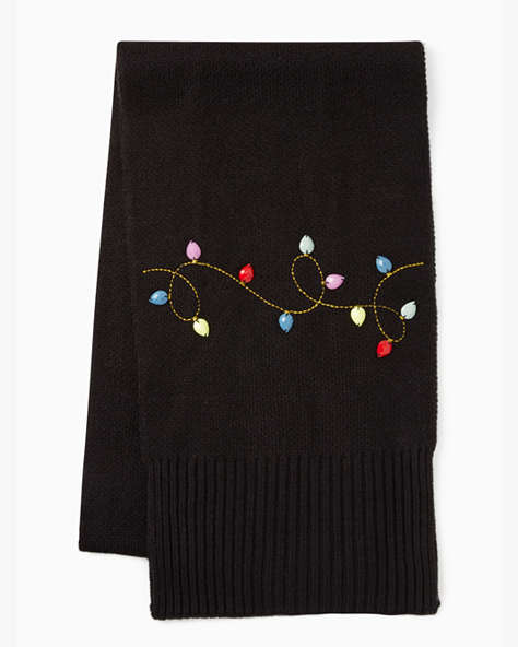 Kate Spade,string light knit holiday scarf,60%,Black