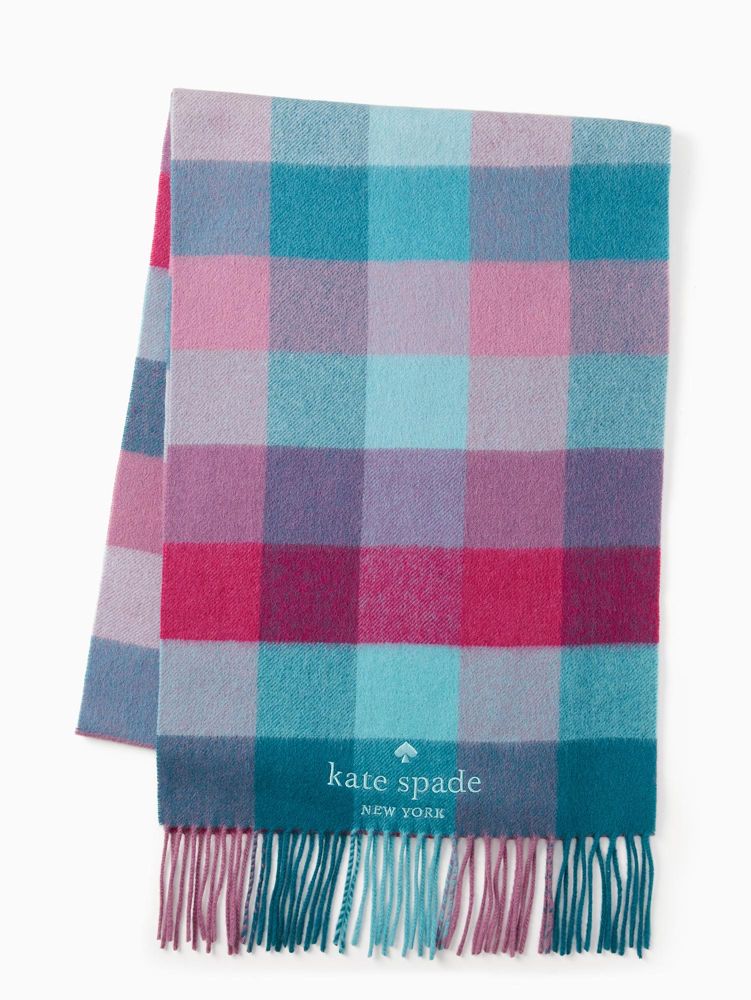 Festive Check Wool Cashmere Oblong Scarf | Kate Spade Surprise