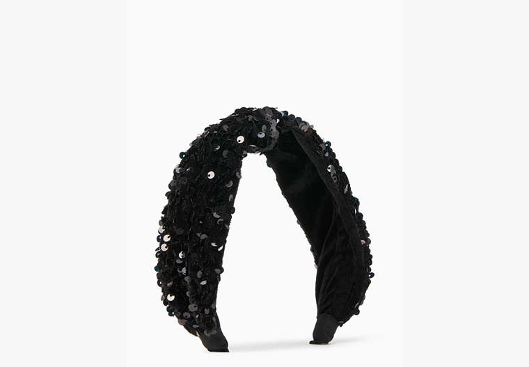Sequin Sinched Headband, Black, Product image number 0
