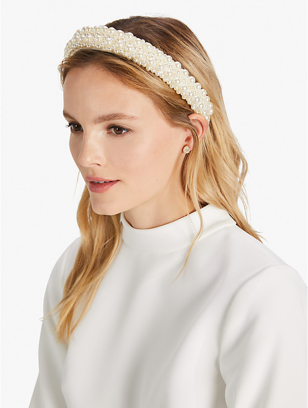Bridal Pearl Embellished Satin Headband, , rr_large