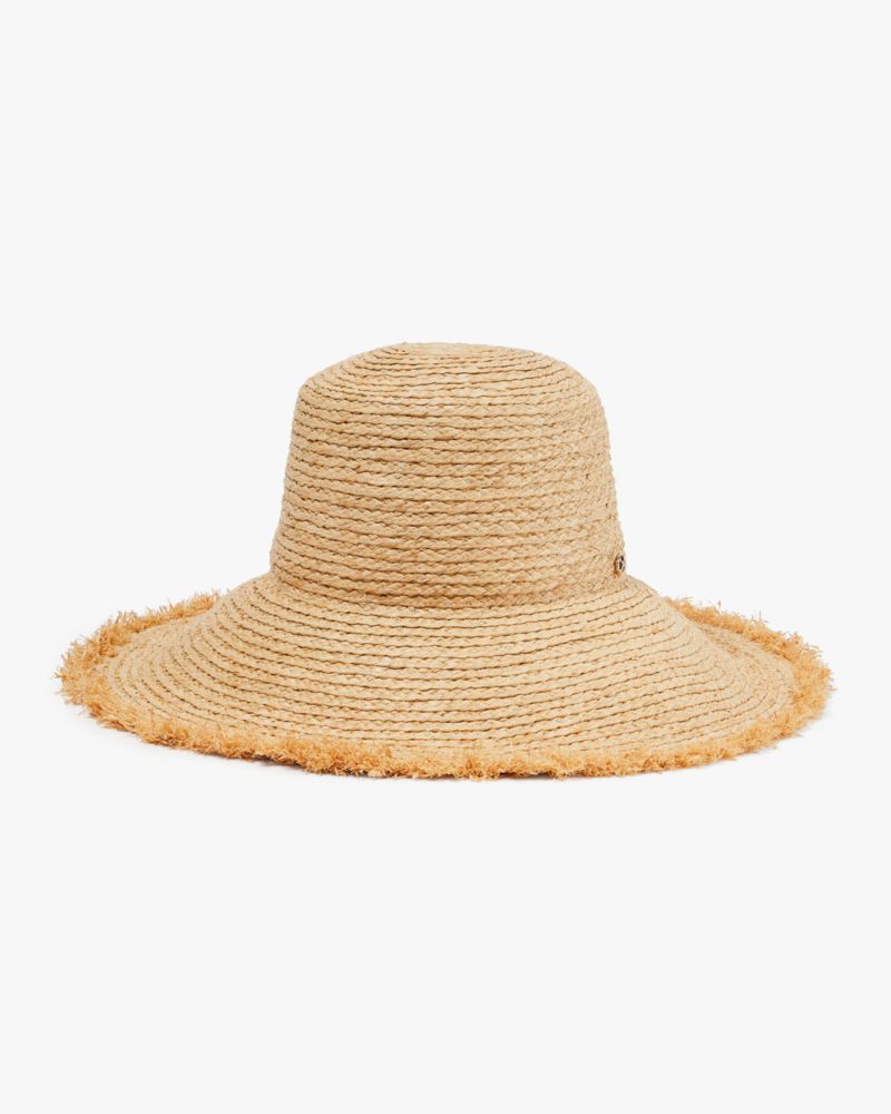 Shop Kate Spade Fringed Straw Bucket Hat In Natural