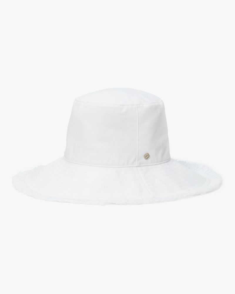 Shop Kate Spade Fringed Long Brim Bucket Hat In White