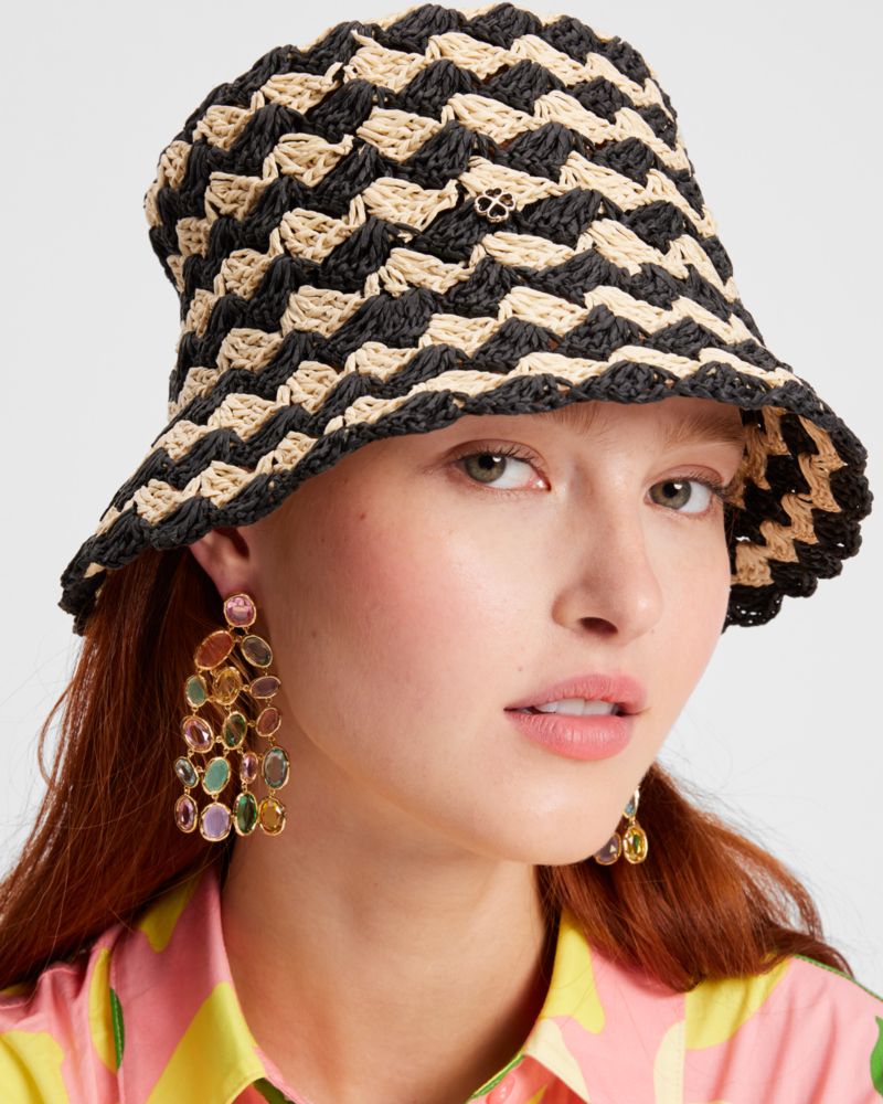 KATE SPADE SEASIDE STRIPE CROCHET BUCKET HAT