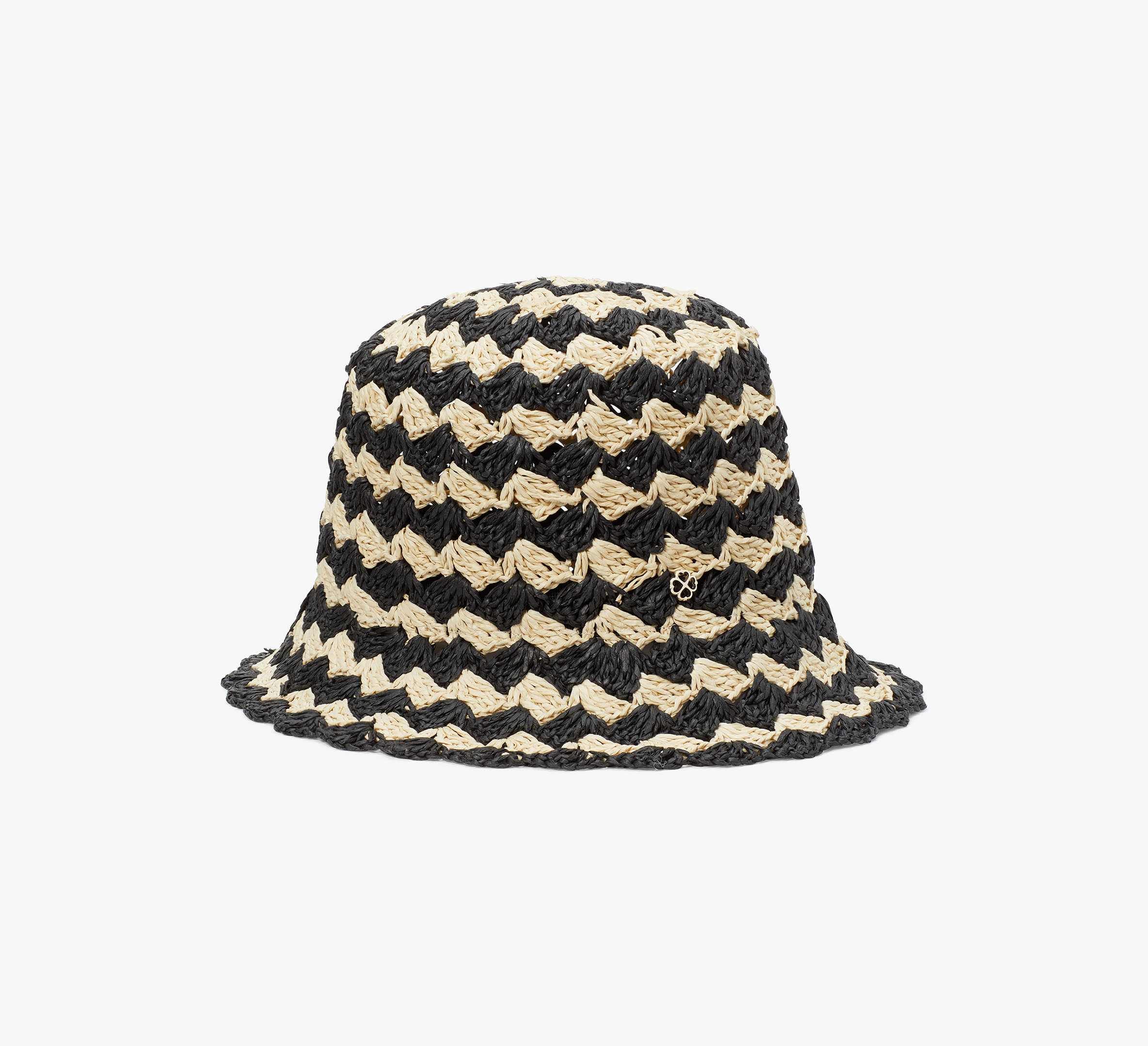Shop Kate Spade Seaside Stripe Crochet Bucket Hat In Natural/ Black