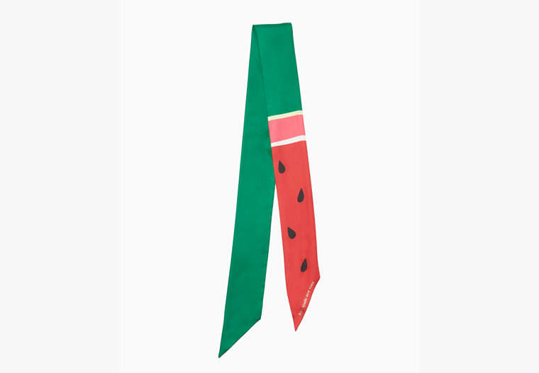 Watermelon Party Silk Skinny Scarf, Green Bean, Product image number 0