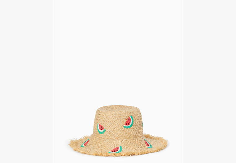Kate Spade,Watermelon Party Straw Cloche,Natural image number 0