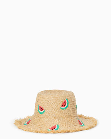 Kate Spade,Watermelon Party Straw Cloche,Natural