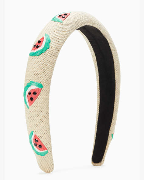 Kate Spade,Watermelon Party Embroidered Headband,Natural