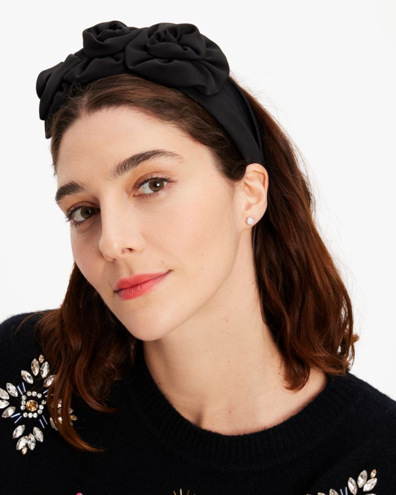 Kate Spade Rosette Florettes Headband In Black