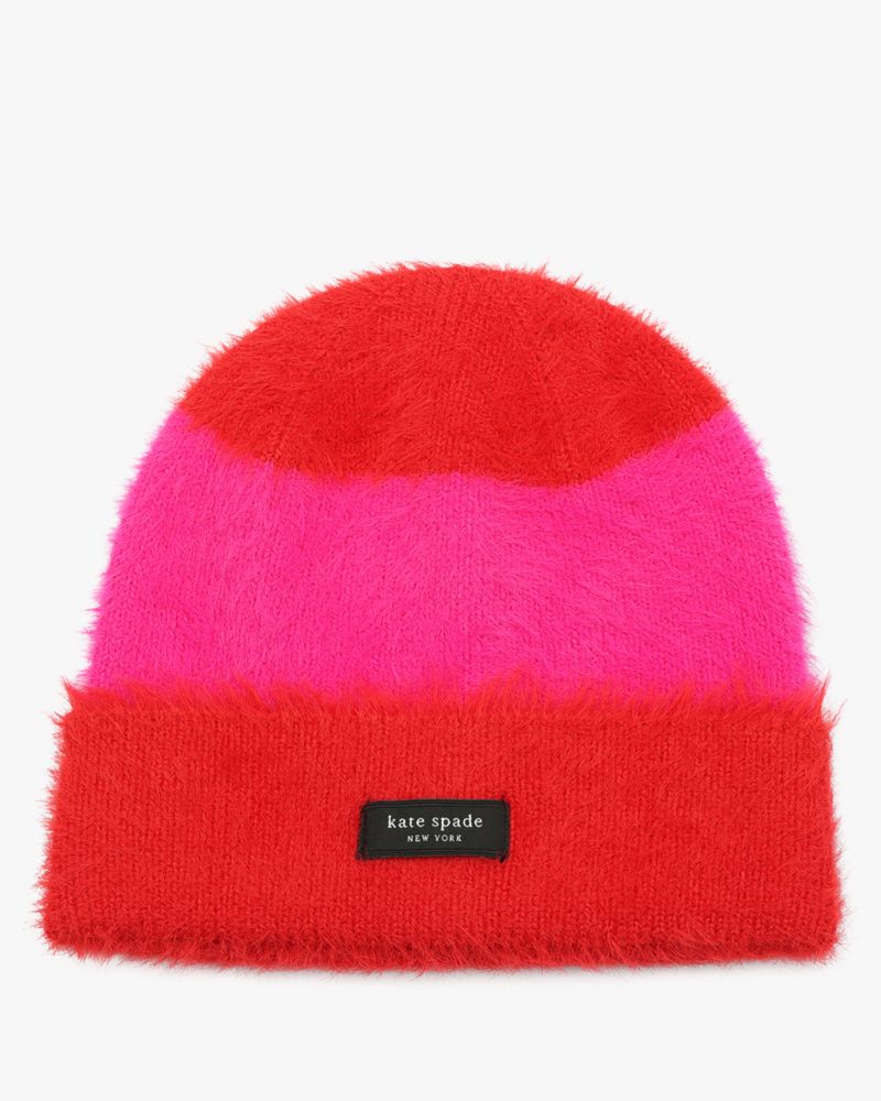 Awning Stripe Fuzzy Beanie