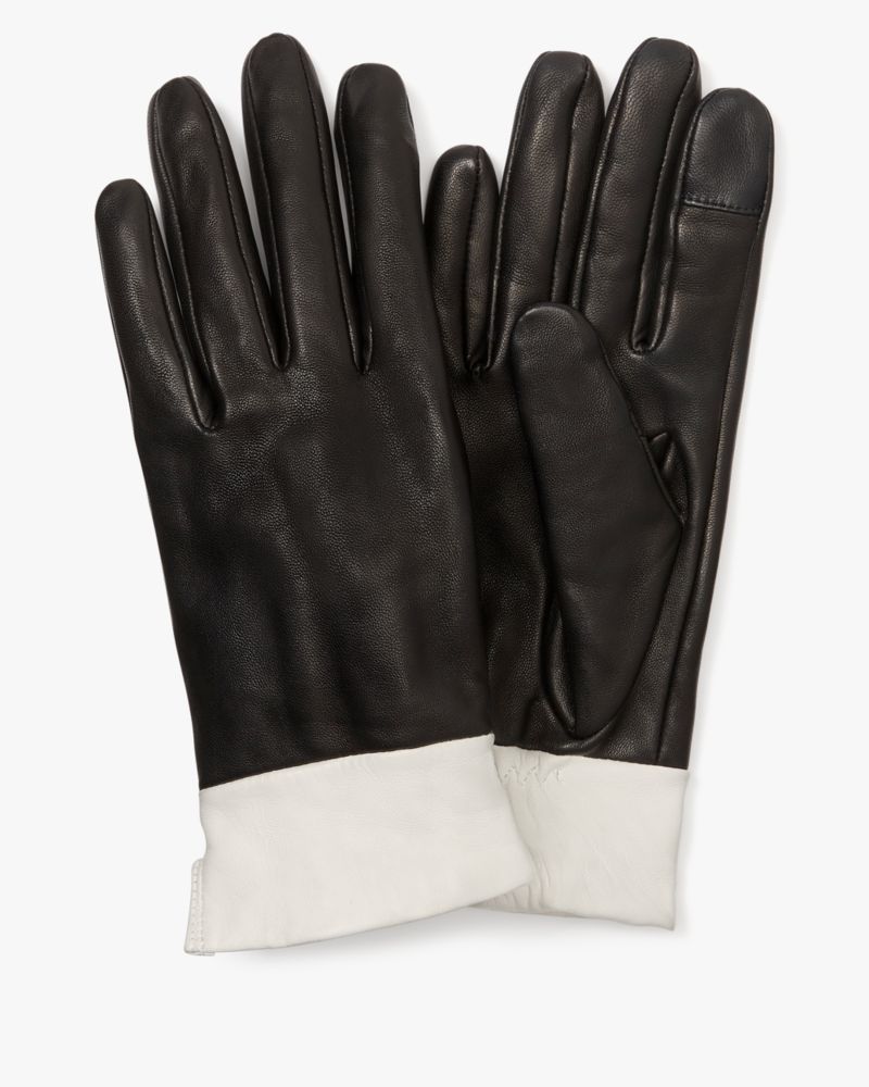 Spade Logo Colorblock Leather Gloves