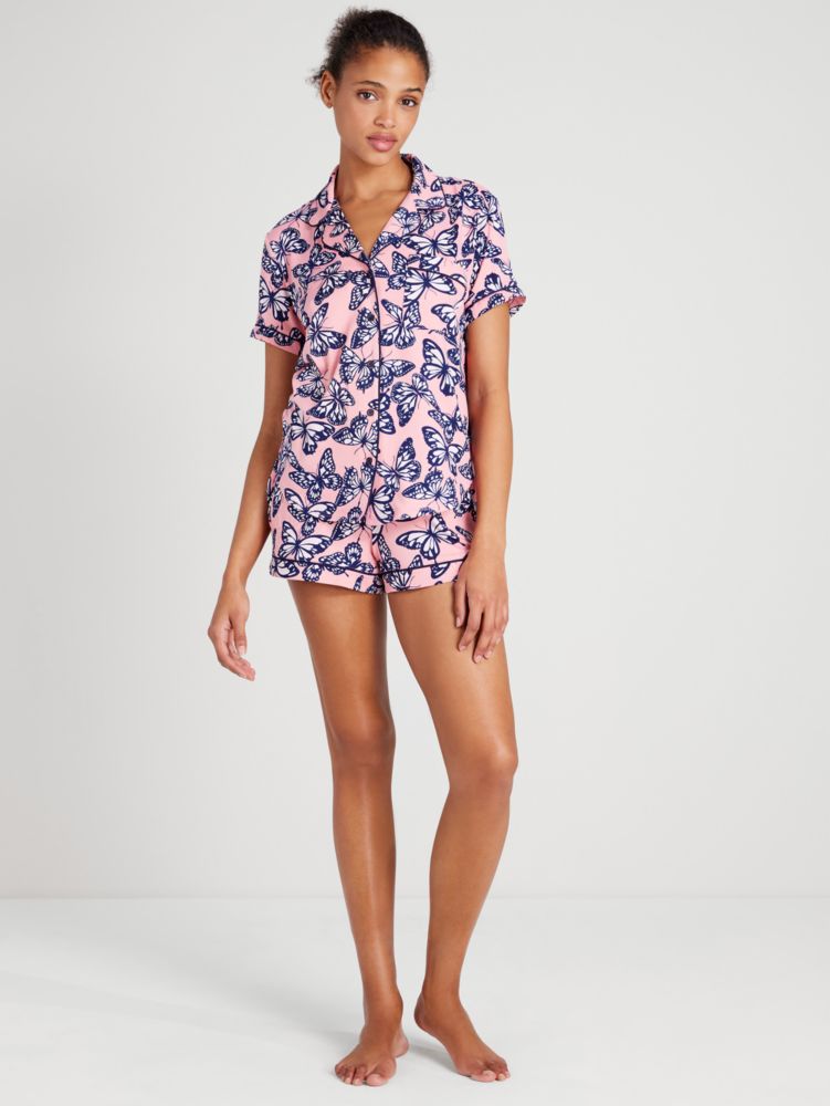 Kate Spade Butterflies Short Pj Set In Pink/novel