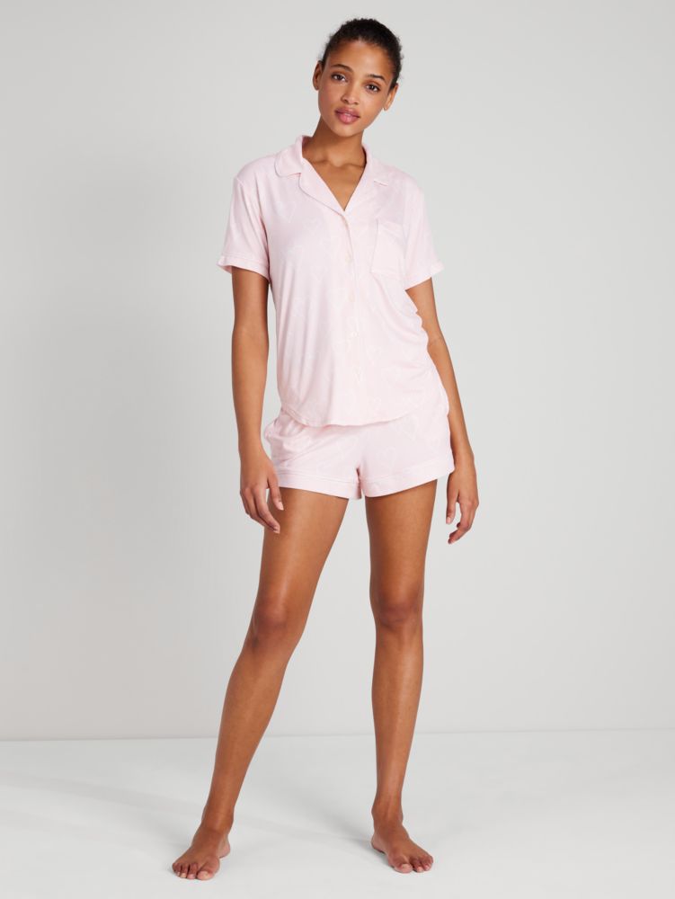 Kate Spade Hearts Short Pj Set In Pink/print