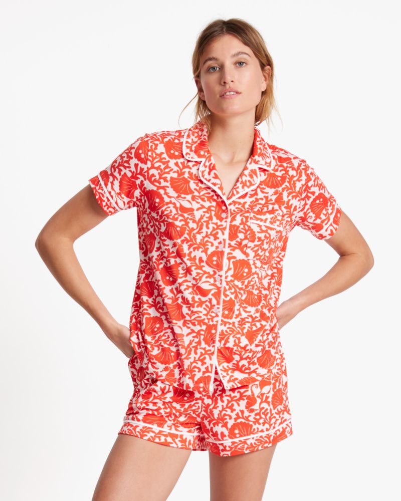 Kate Spade Short Pj Set In Coral Sea