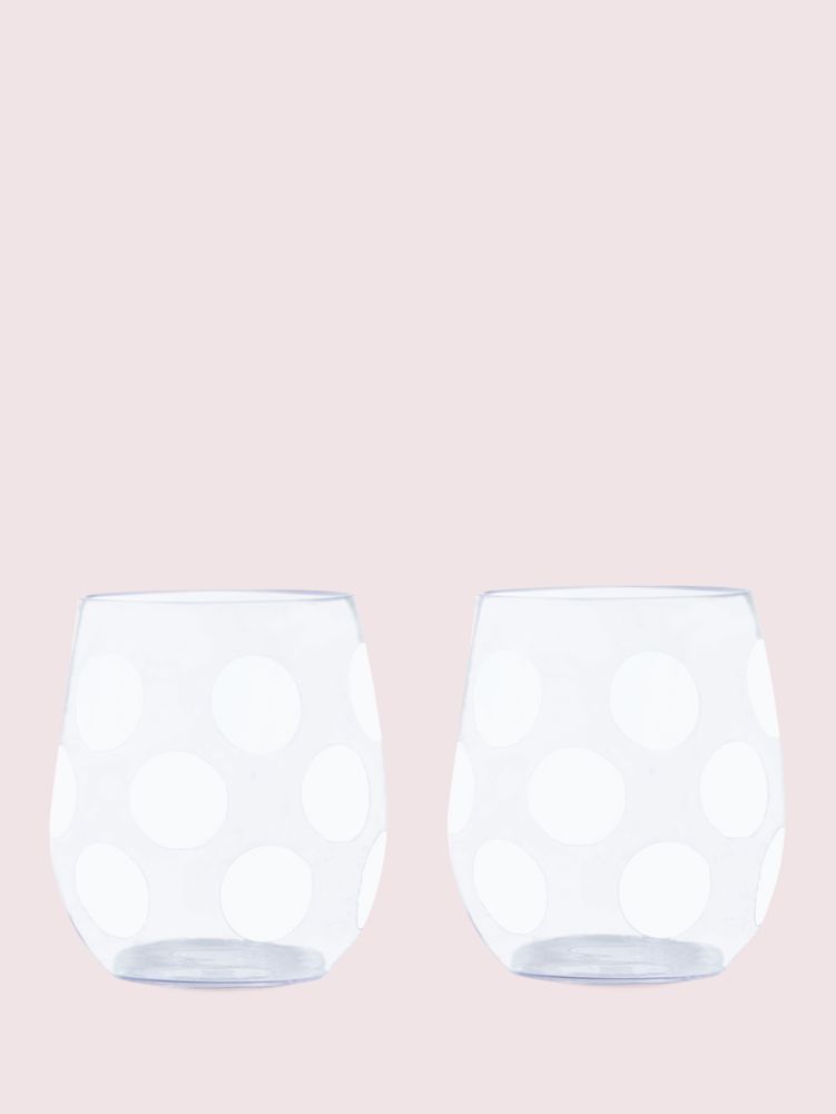 Jumbo Dot Stemless Wine Glass Set, Parchment, Product