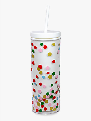 Holiday Confetti Dot Becher mit Strohhalm, , rr_productgrid