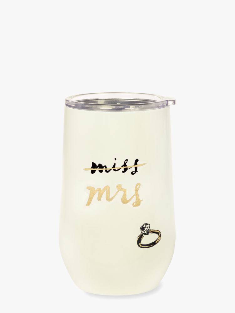 Miss To Mrs Stemless Wine Tumbler, Parchment, ProductTile